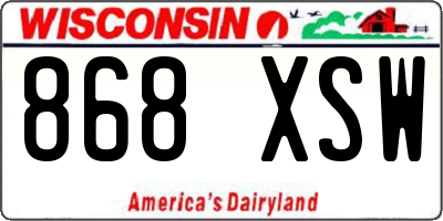 WI license plate 868XSW