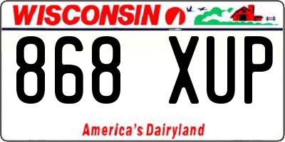 WI license plate 868XUP