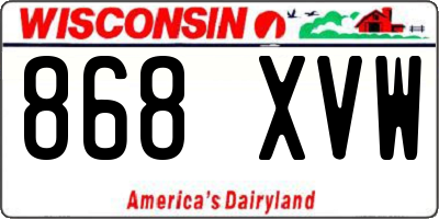 WI license plate 868XVW