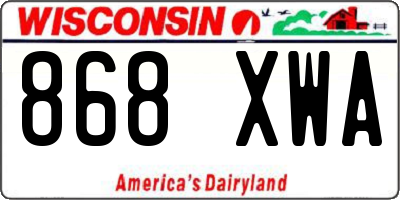 WI license plate 868XWA