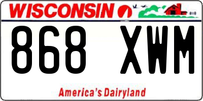 WI license plate 868XWM