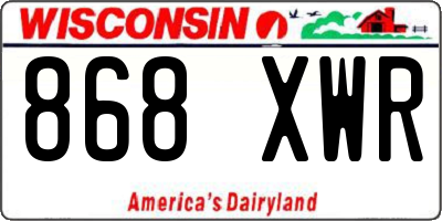 WI license plate 868XWR