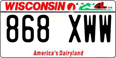 WI license plate 868XWW