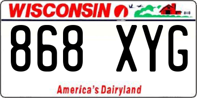 WI license plate 868XYG