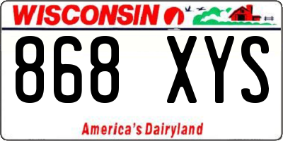 WI license plate 868XYS