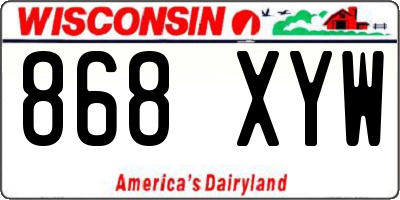 WI license plate 868XYW