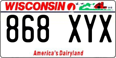 WI license plate 868XYX