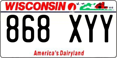 WI license plate 868XYY