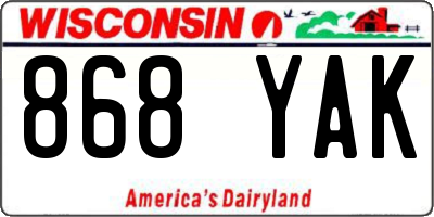 WI license plate 868YAK