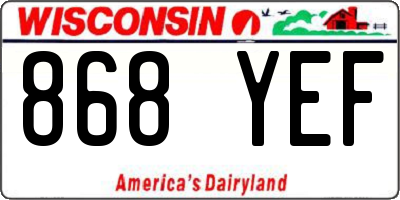 WI license plate 868YEF