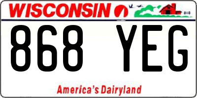 WI license plate 868YEG