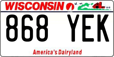 WI license plate 868YEK