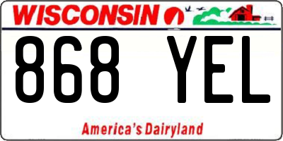 WI license plate 868YEL