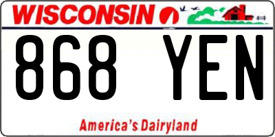 WI license plate 868YEN