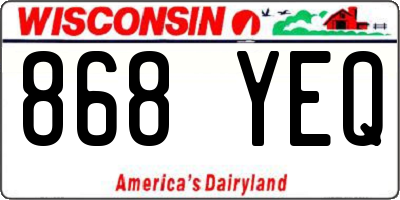 WI license plate 868YEQ