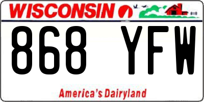 WI license plate 868YFW