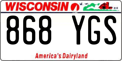 WI license plate 868YGS