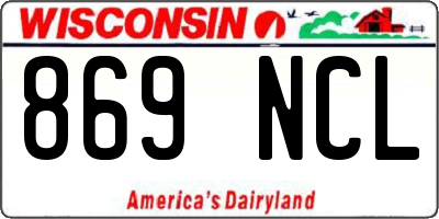 WI license plate 869NCL