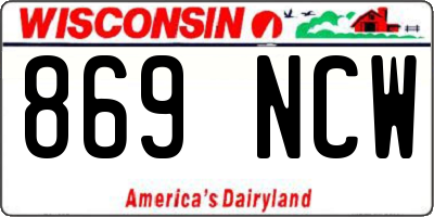 WI license plate 869NCW
