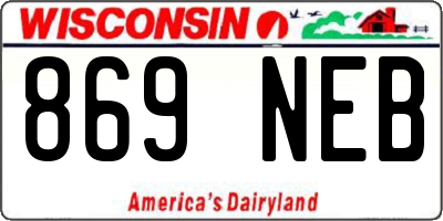 WI license plate 869NEB