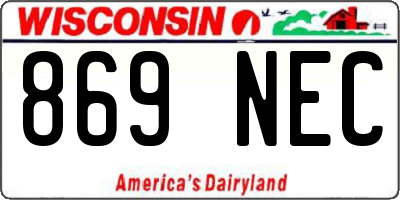 WI license plate 869NEC