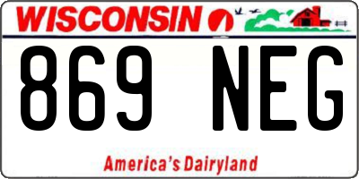 WI license plate 869NEG