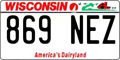 WI license plate 869NEZ