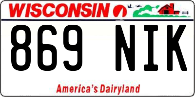 WI license plate 869NIK