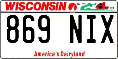 WI license plate 869NIX