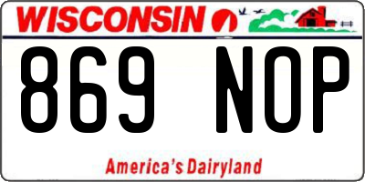 WI license plate 869NOP