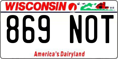 WI license plate 869NOT