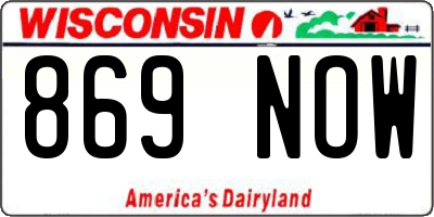 WI license plate 869NOW