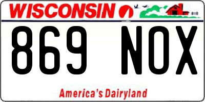 WI license plate 869NOX