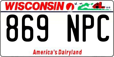 WI license plate 869NPC