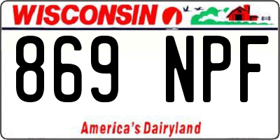 WI license plate 869NPF