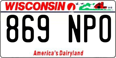 WI license plate 869NPO
