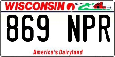 WI license plate 869NPR