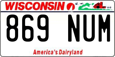 WI license plate 869NUM