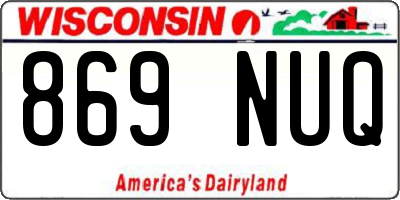 WI license plate 869NUQ