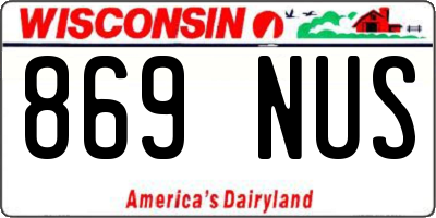 WI license plate 869NUS