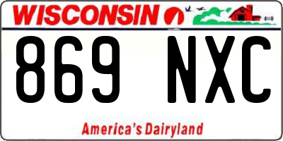 WI license plate 869NXC