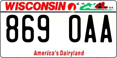 WI license plate 869OAA