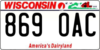WI license plate 869OAC