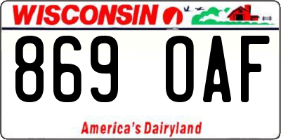 WI license plate 869OAF