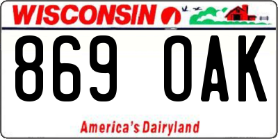 WI license plate 869OAK