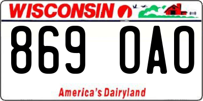 WI license plate 869OAO