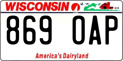 WI license plate 869OAP