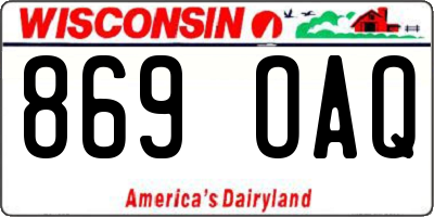 WI license plate 869OAQ