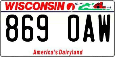 WI license plate 869OAW