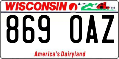WI license plate 869OAZ